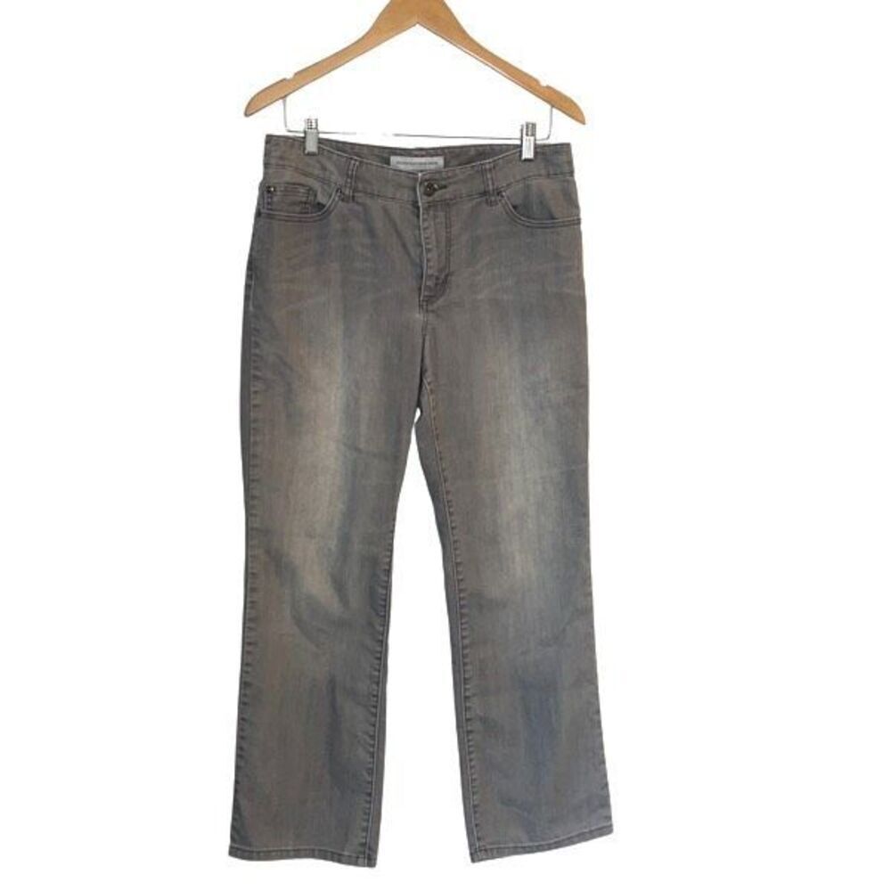 Chico's Platinum Denim Womens Ultimate Fit Stretch Bootcut Jeans Gray Sz 1 (8) - Picture 1 of 11